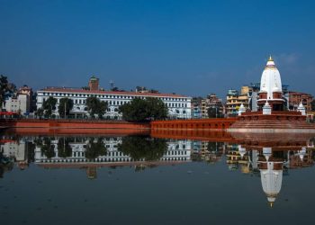 President Bhandari inaugurated historical pond of Nepal Ranipokhari today