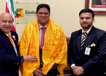 Senior BJP leader Dr. Vijay Jolly met Suriname’s President Chandrikapersad “Chan” Santokhi