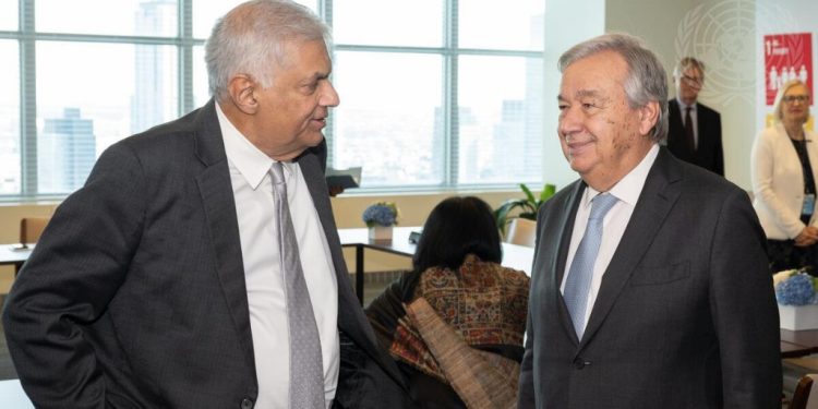 UN General Secretary met President of Srilanka Wickremesinghe