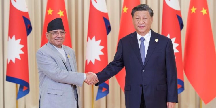 Chinese President Xi Jinping met Prime Minister of Nepal Pushpa Kamal Dahal Prachanda