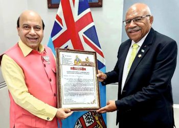 Fiji PM, DPM honoured by BJP leader Dr. Jolly for Ayodhya Ram Mandir