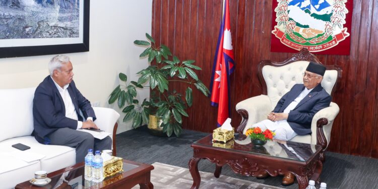 PM Oli said Nepal is in favor of peace during meeting with Srivastava