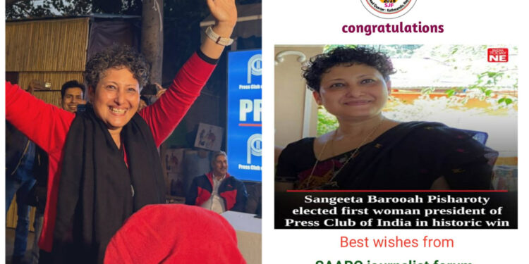 SJF congratulates newly elected Press Club of India President Sangeeta Barooah Pisharoty
