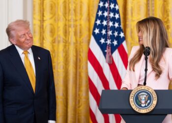 Donald Trump and Melania Trump welcomed America’s military mothers to the White House ahead Mother’s Day