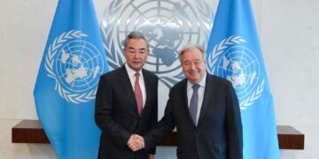 Chinese Foreign Minister Wang Yi met with UN Secretary-General António Guterres