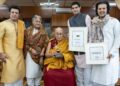 His Holiness the Dalai Lama Formally Receives Grammy Award in Dharamsala