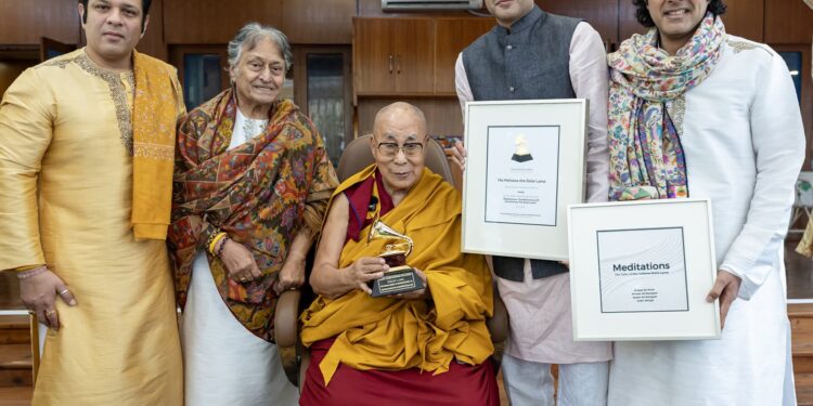 His Holiness the Dalai Lama Formally Receives Grammy Award in Dharamsala